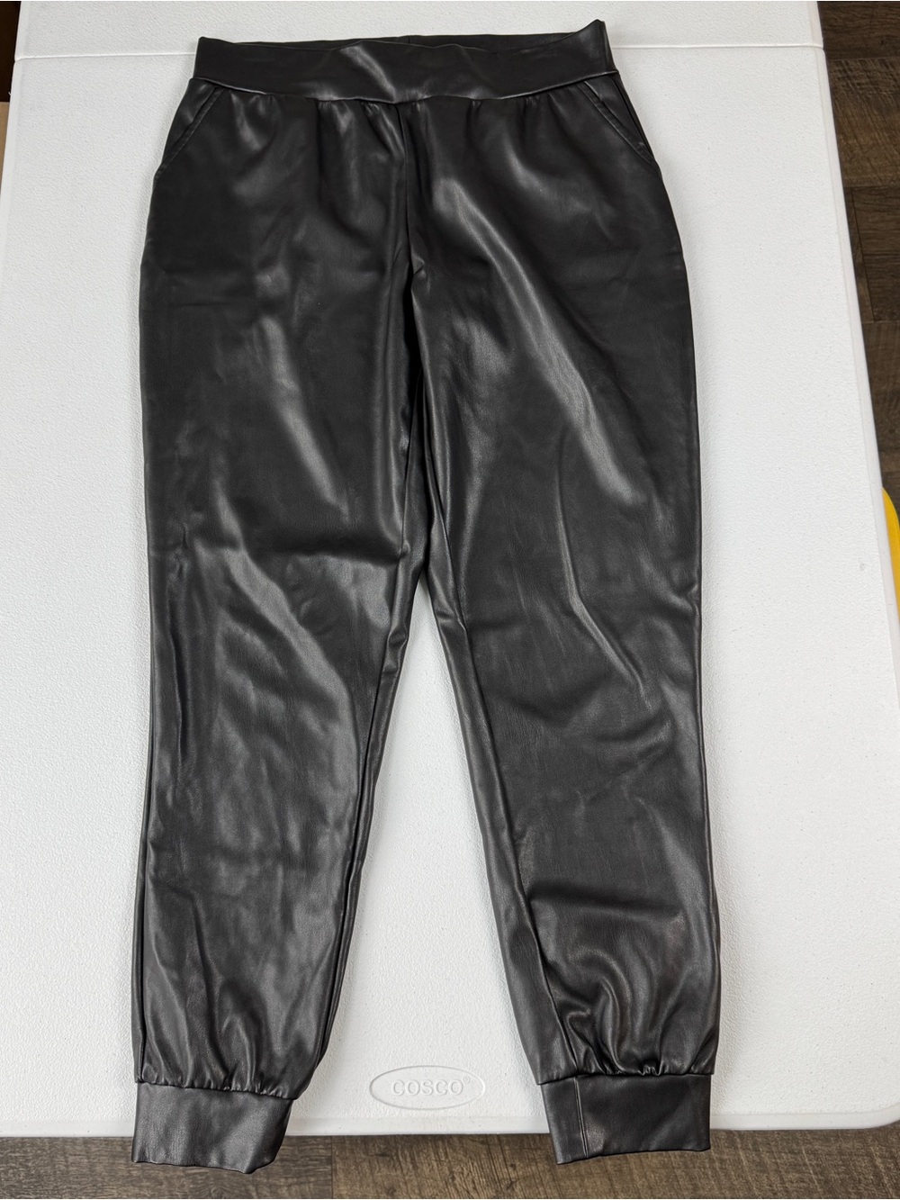 Serra Vegan Leather Joggers Womens M Medium Solid Black with Pockets